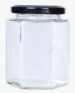 蜂蜜罐头六棱玻璃瓶蜂蜜罐头包装高清图片