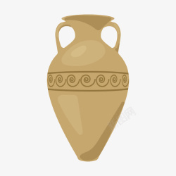 古代花瓶棕色波浪纹理的花瓶古代器物卡通高清图片