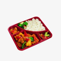红色餐盒实物美味快餐盒饭高清图片