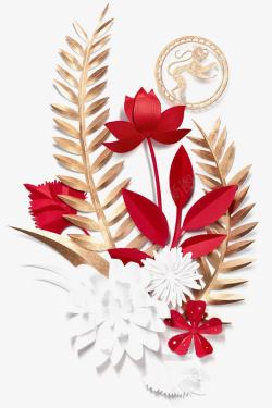 红色喜庆2019植物鲜花手绘植物高清图片