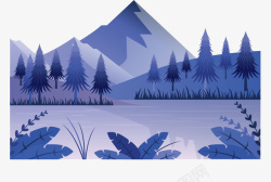 自然风景装饰手绘山水自然风景插画矢量图高清图片