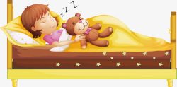 大熊抱的喜糖抱着小熊睡觉的女孩高清图片
