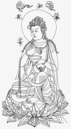 白描观世音佛像高清图片