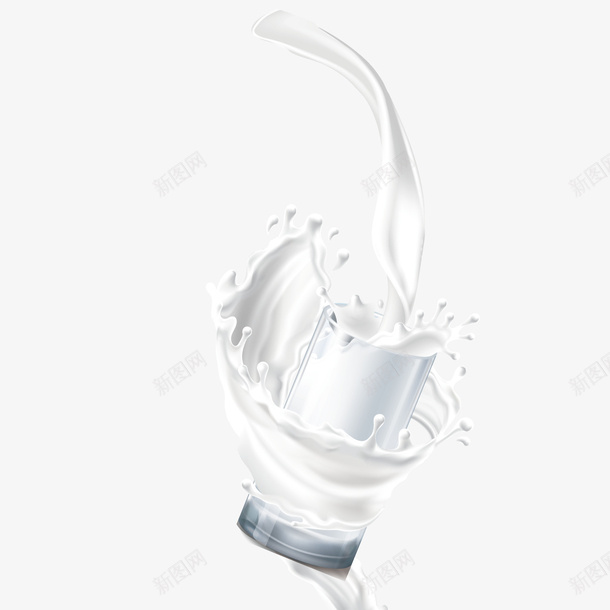 一杯牛奶png免抠素材_新图网 https://ixintu.com 3D PNG免抠图下载 倒牛奶 奶制品 广告 装饰