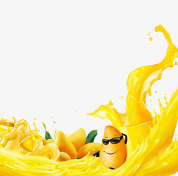 黄色芒果汁黄色新鲜芒果装饰高清图片