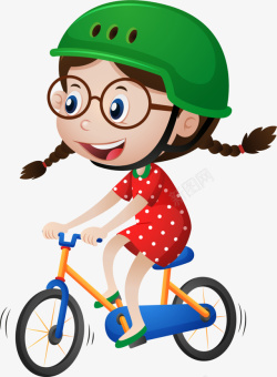 开心骑自行车自行车大赛骑车的小女孩高清图片