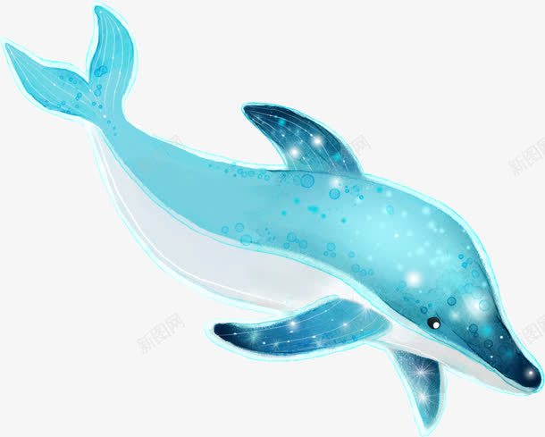 创意手绘合成蓝色光效海豚png免抠素材_新图网 https://ixintu.com 创意 合成 海豚 海豚logo 蓝色