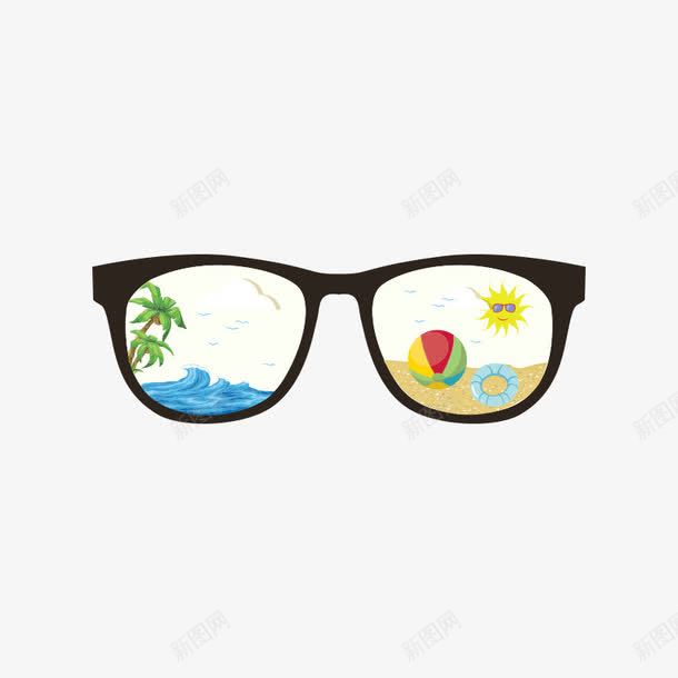 眼镜png免抠素材_新图网 https://ixintu.com 彩色 椰子树 沙滩 海滩 眼睛 色彩 阳光