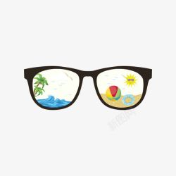 彩色椰子树眼镜高清图片