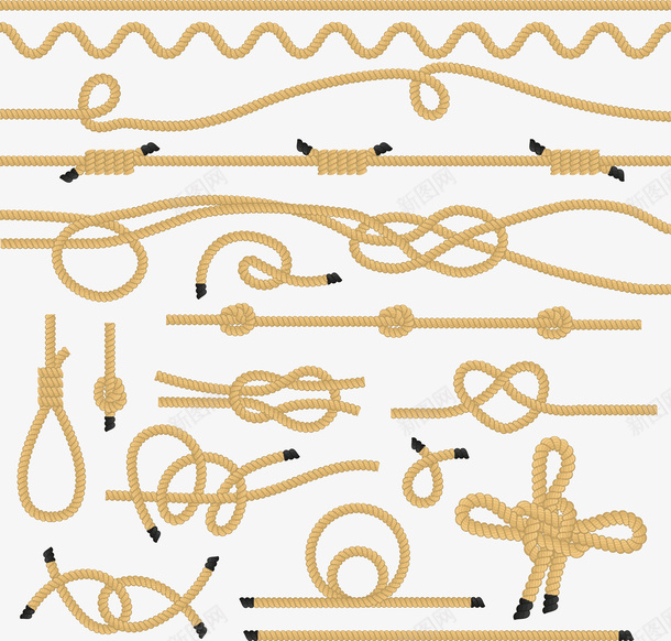 很多黄色的绳结矢量图eps免抠素材_新图网 https://ixintu.com 绳子 绳结 麻绳 麻绳png 麻绳矢量图 矢量图
