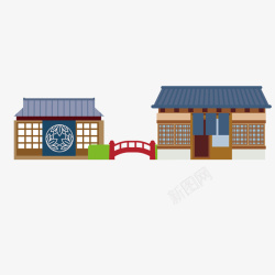 日式建筑手绘素材