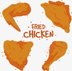 新奥尔良炸鸡鸡翅卡通手绘油炸食品炸鸡高清图片