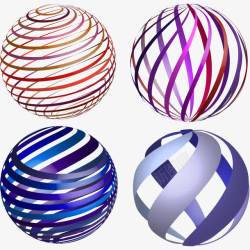 四个立体球体素材