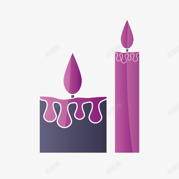 紫色粗细蜡烛手绘图png免抠素材_新图网 https://ixintu.com 手绘图 火焰 点燃 照亮 燃烧的 紫色蜡烛 蜡烛