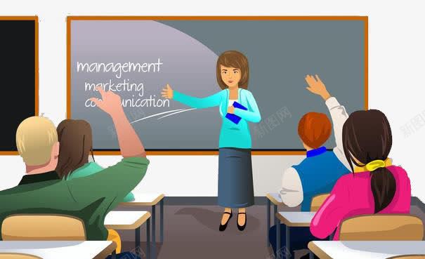 英语课的老师和学生png免抠素材_新图网 https://ixintu.com 上课 举手 公开课 发言 学生 老师 英语课 高举手臂