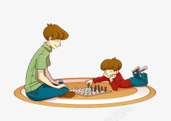 手绘象棋桌手绘彩色对弈下棋高清图片