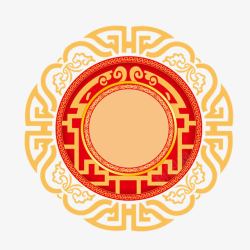 红色创意中国传统圆形图案素材