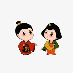 唐朝女子卡通唐朝男子和女子高清图片