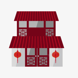 卡通中式房屋素材