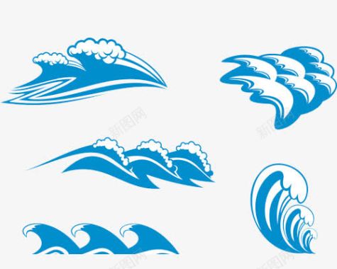 蓝色海浪排列海浪波浪图标图标