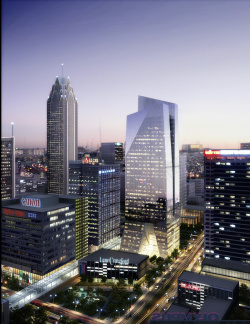 建筑表现城市建筑繁华夜景背景高清图片