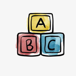 英文字母ABC水彩彩色英文字母图案方格高清图片