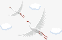 展翅翱翔的美丽白鹤素材