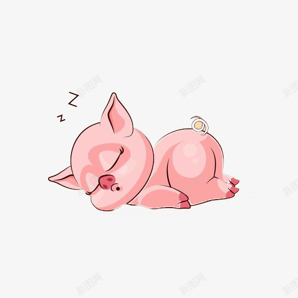 睡觉的小猪png免抠素材_新图网 https://ixintu.com 可爱 憨厚 打呼 熟睡 粉色小猪 调皮