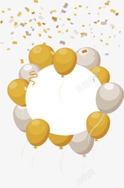 金银色徽标金银色气球装饰标题框高清图片