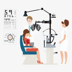 检查的病人视力检查眼科医生眼科病人矢量图高清图片