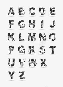 字母拼图抽象拼图艺术字高清图片