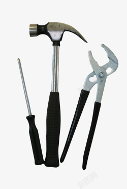 五金工具图片黑色柄螺丝刀铁锤五金工具实物高清图片