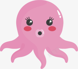 害羞的章鱼粉色水彩章鱼矢量图高清图片