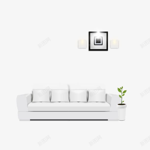 白色现代家居png免抠素材_新图网 https://ixintu.com 室内设计 家具 家居 沙发 现代 白色 设计