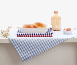 面包边框格子餐布高清图片