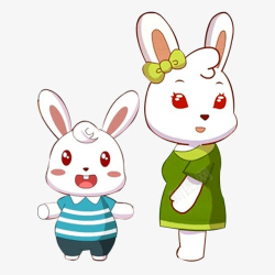 穿衣服的孩子卡通兔子家庭人物高清图片