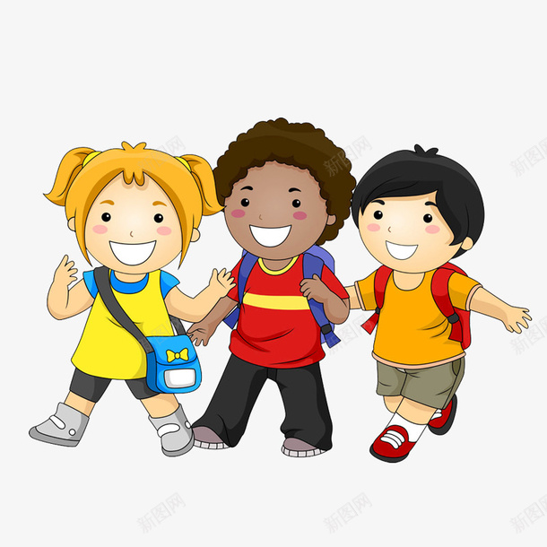 上学的儿童png免抠素材_新图网 https://ixintu.com 上学 卡通 女孩 学生 手绘 男孩 红色 黄色