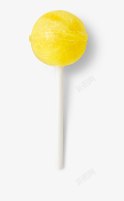 甜甜的柠檬味的黄色棒棒糖高清图片