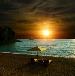 黄昏沙滩美丽黄昏美景高清图片