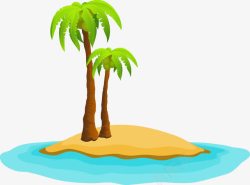 椰树海岛标贴海岛卡通高清图片