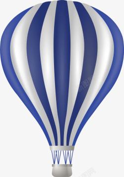 蓝色条纹度假热气球矢量图素材