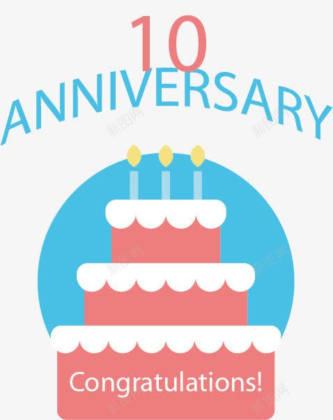 十周年庆祝宣传png免抠素材_新图网 https://ixintu.com 十周年 庆祝 甜点字体 英文字母 蛋糕 蜡烛