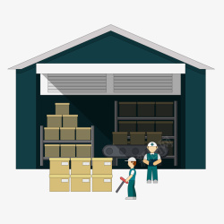 卸货卡通扁平化在仓库卸货的人物矢量图高清图片