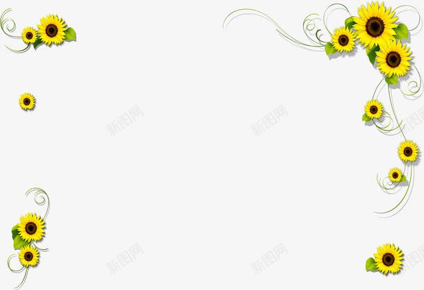 春天手绘环保黄色花朵边框png免抠素材_新图网 https://ixintu.com 春天 环保 花朵 边框 黄色