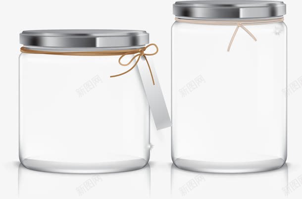 手绘两个玻璃罐子png免抠素材_新图网 https://ixintu.com 手绘 玻璃瓶 透明罐子 金属盖