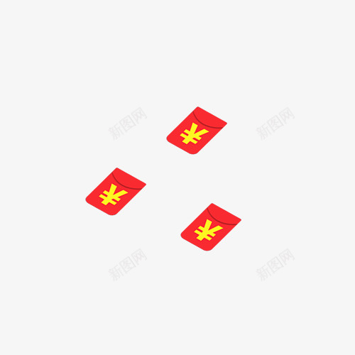 三个小红包png免抠素材_新图网 https://ixintu.com 三个 小红包 红包 红色 节日 黄色