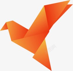 橙色飞鸟折纸招聘素材