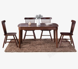 木制桌椅深木色餐桌椅高清图片
