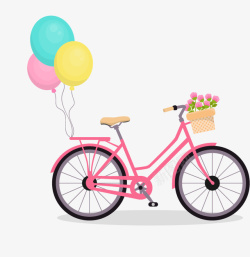 粉色手绘自行车装饰素材