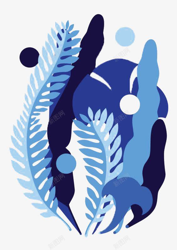 蓝色海藻和海草png免抠素材_新图网 https://ixintu.com 极简 海底生物 海洋 海草 海葵图片 蓝色
